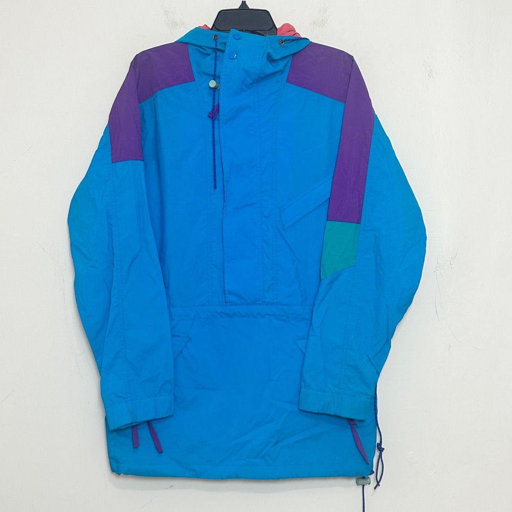 VTG 90s Blue‎ Eastern Mountain Sports 1/2 Zip Pullover Anorak Jacket Mens Medium